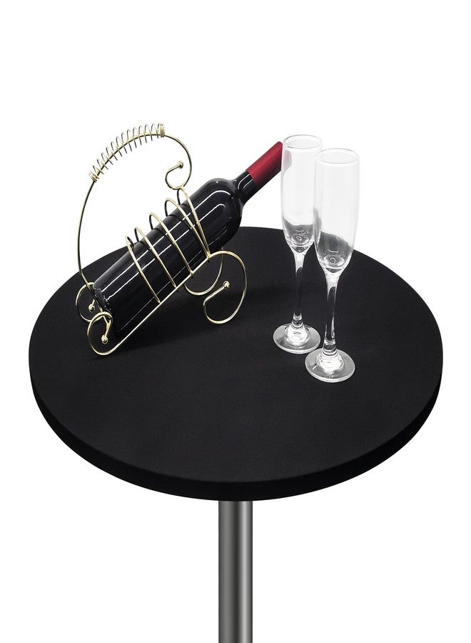 Nacuci Small Round Fitted Table Cover Cocktail Table Topper Cap Elastic Tablecloth Stretch Spandex Tables Cloth for Bar Pub Party Black 24 Inch - Image 1